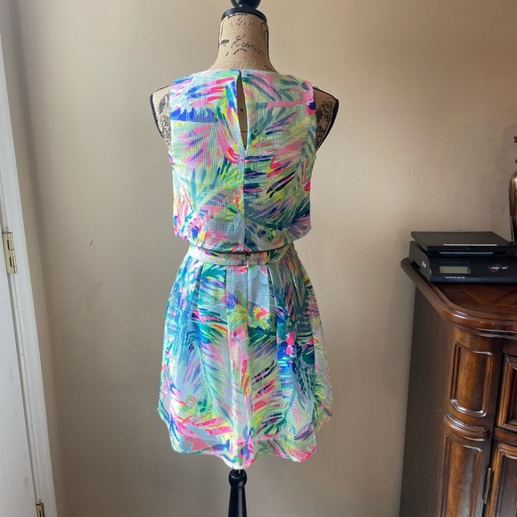 Lilly PULITZER Hilah Floral Print Mesh Skirt & Top Set Neon Multicolor SZ 00 XXS - Picture 3 of 15